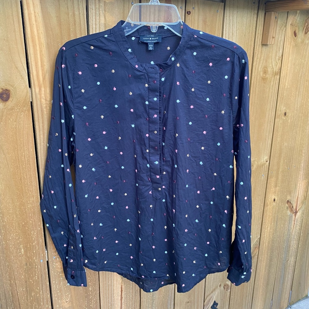 Lucky Brand Cotton Polka Dot Button Down. Medium